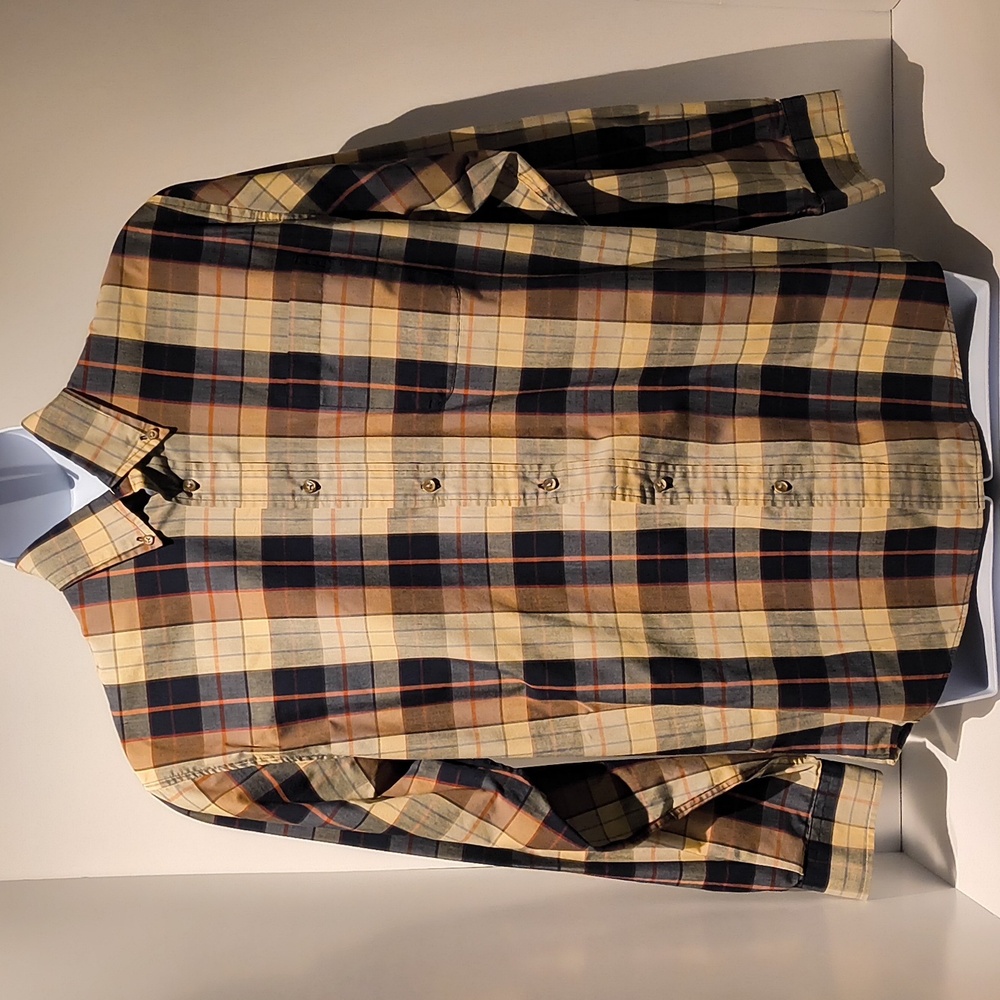Consensus men's long sleeve button-down shirt large multi-color plaid